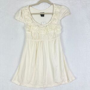 Vintage Rue 21 Y2K Babydoll Top Size Small Deadstock NEW Milkmaid Tie Back